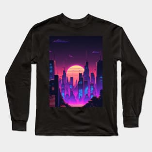 Synthwave City By Night Long Sleeve T-Shirt